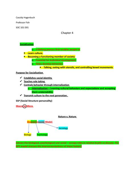 Chapter 4 Part 1 Here It Talks About Socialization Cassidy