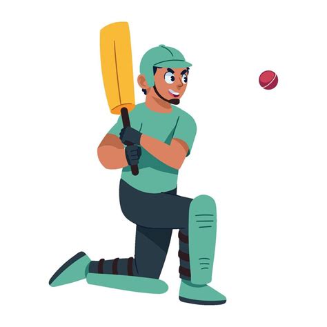 Cricket Player In Action Illustration Vector Art At Vecteezy