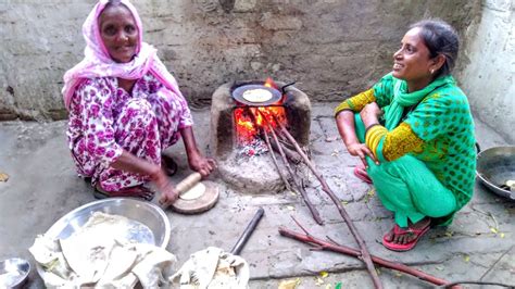 Village Women Making Roti On Desi Chulha Indian Rural Life Of Punjab