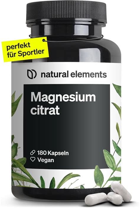 Premium Magnesiumcitrat 180 Kapseln Hochdosiert 2320mg Davon