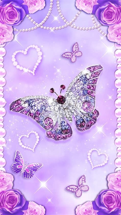 Glitter Purple Butterfly Background