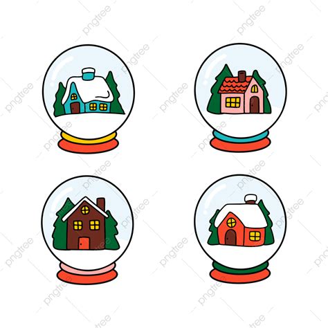 Christmas Snow Globe Clipart Png Images Set Of Glass Globe With