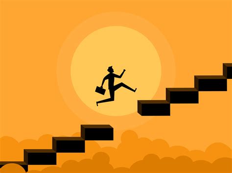 Businessman Jumping Over Gaps On Stairs Vector Art At Vecteezy