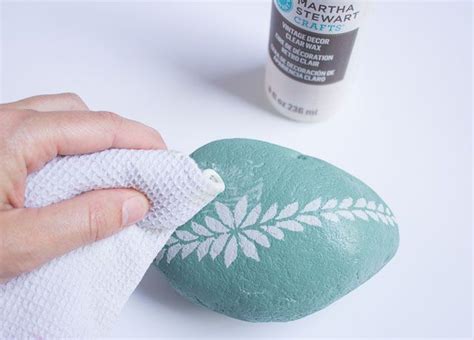 Chalk Paint Stenciled Garden Rocks Stencil Painting Pebble Painting