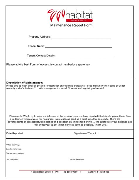 Editable Maintenance Report Forms Word Templatelab