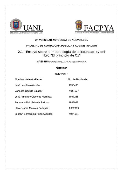 Evidencia 2 Co Equipo 7 Tarea De Una Maestra Universidad Autonoma De Nuevo Leon Facultad De