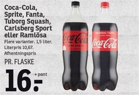 Coca Cola Sprite Fanta Tuborg Squash Carlsberg Sport Eller Raml Sa