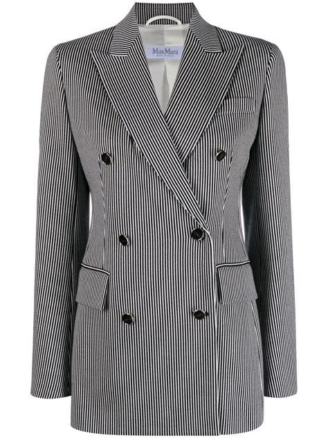 Max Mara Peak Lapel Striped Blazer Blue Farfetch