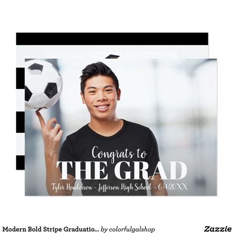 Modern Bold Stripe Graduation Photo Party Invite Zazzle Graduation