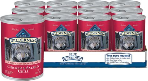 BLUE BUFFALO Wilderness Salmon & Chicken Grill Grain-Free Canned Dog Food, 12.5-oz, case of 12 ...