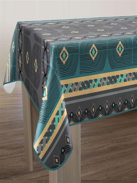 Nappe Anti Taches Valparaiso Bleu Ronde 160 Cm Gris Bleu Noir