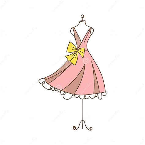 Vetor Da Ilustração Do Desenho Da Mão Do Vestido Do Manequim Ilustração Do Vetor Ilustração De