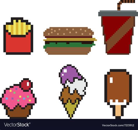 Fast Food In Pixel Art Style Royalty Free Vector Image