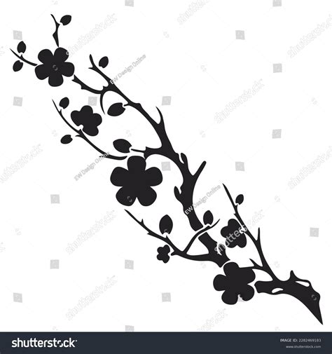 Flower Branch Printable Cuttable Vector Illustration Stock Vector Royalty Free 2282469183