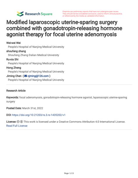 PDF Modified Laparoscopic Uterine Sparing Surgery Combined With