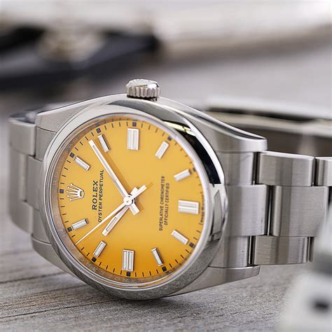 Rolex Oyster Perpetual Yellow Index Dial Circa 2022 New York Jewelers