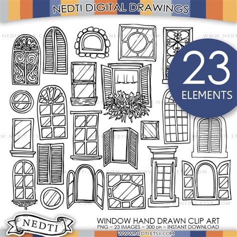 Windows Doodle Clip Art Window Clipart Digital Images Png