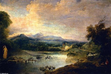 Oil Painting Replica River Landscape 1716 By Jean Antoine Watteau