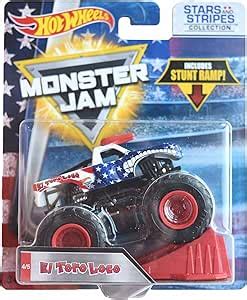 Amazon Hot Wheels Monster Jam El Toro Loco Stars And Stripes Stunt Ramp Toys Games