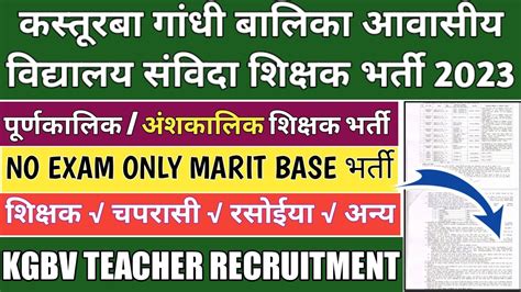 Kasturba Gandhi Balika Vidyalaya Vacancy 2023 KGBV Teacher Vacancy