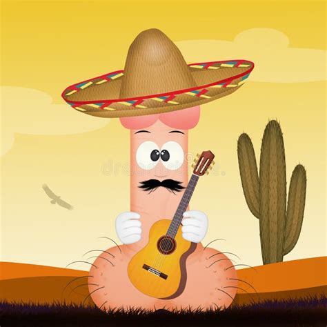 Смешной пенис с sombrero иллюстрация штока. иллюстрации насчитывающей ...