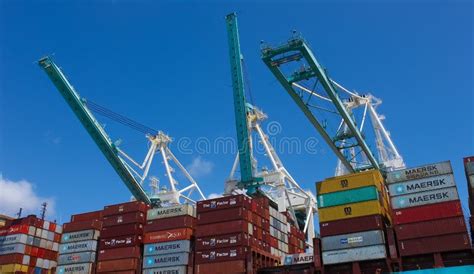 Maersk Container Ship At Port Miami One Of The Largest Cargo Ports In