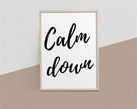 Earthy Wall Decor Calm Down Wall Sign Printable Art for Any | Etsy