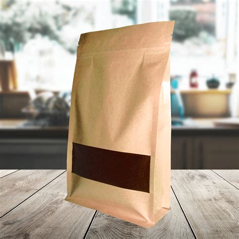 Bolsas Doypack De Papel Kraft Natural Trilaminadas Con Base Plana Y