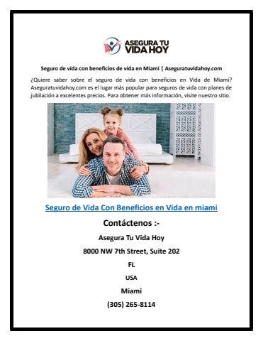 Seguro De Vida Con Beneficios De Vida En Miami Aseguratuvidahoy