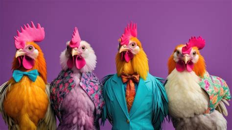 Premium Photo Group Of Three Roosters Standing Together