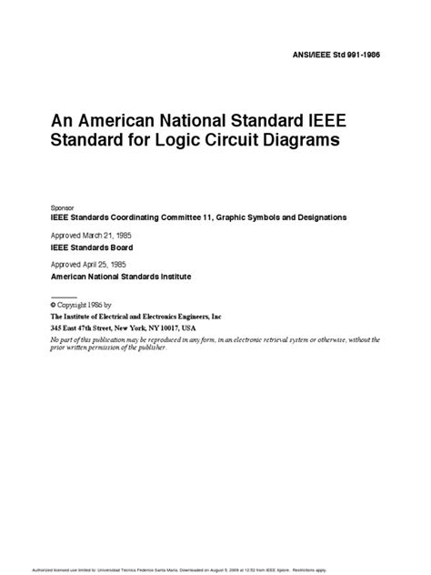 991 1986 An American National Standard Ieee Standard For Logic Circuit