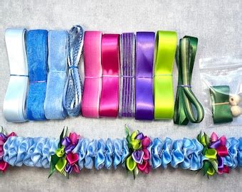 Do It Yourself Ribbons For Beautiful Pink Hawaiian Flower Ribbon Lei Etsy