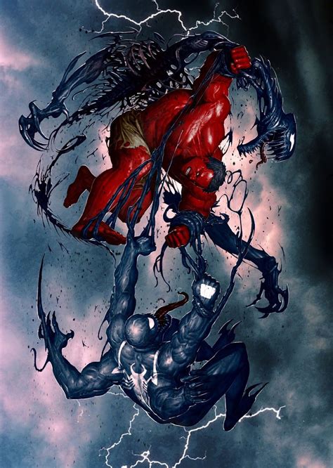 Amalgamated Symbiosis — Red Hulk Vs Venom By Rock He Kim Symbiotes Marvel Red Hulk