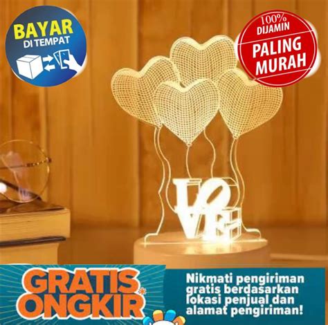 GRATIS ONGKIR LAMPU TIDUR HIAS LED 3D ACRYLIC PROMO TRANSPARANT KACA