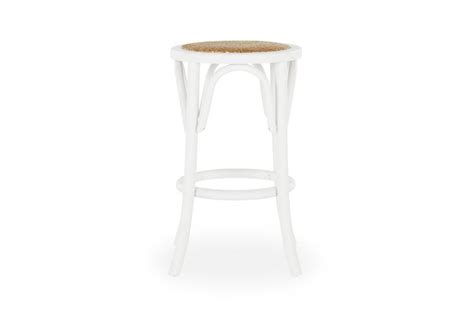 Cafe Counter White Low Coastal Bar Stool Elm Wood Painted White Natural