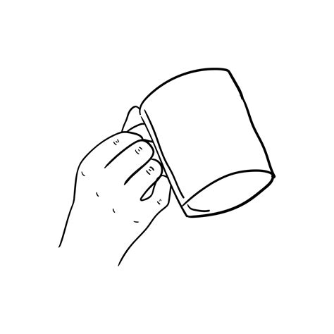 Premium Vector Hand Holding A Cup Of Coffee Icon Hand Drawn Line Art Of Hand Holding A Cup Of