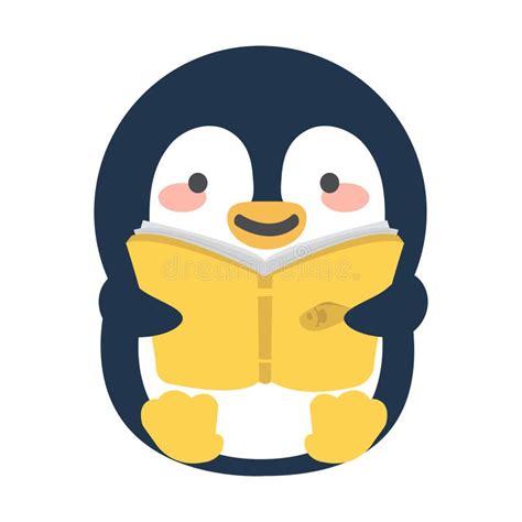 Desenhos Animados Bonitos Do Pinguim No Estilo Liso Ilustração do Vetor