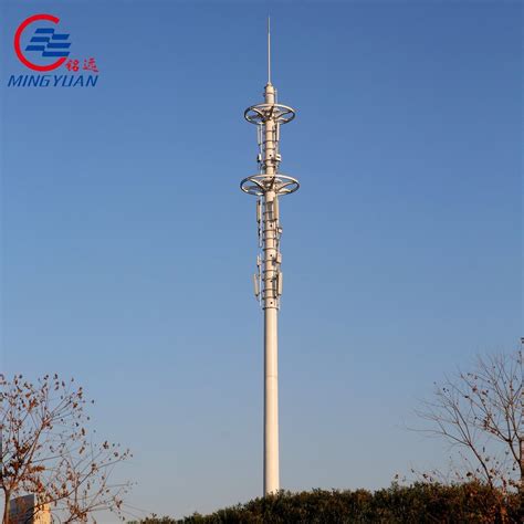 Polygon Self Supporting Galvanized Monopole Tower For Antenna