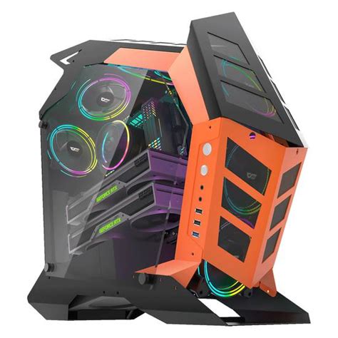 Gabinete Gamer Aigo Darkflash K1 Knight Mid Tower Preto Laranja