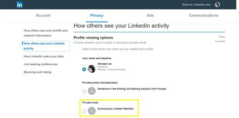 How To Turn On Private Mode In Linkedin