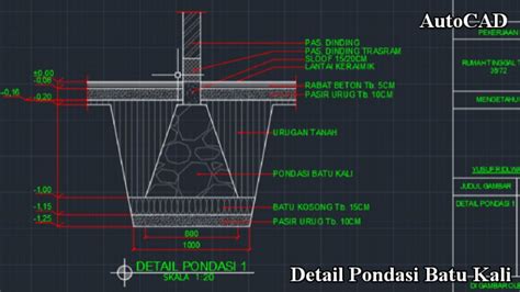 Cara Membuat Detail Pondasi Batu Kali Di Autocad Free Model Youtube