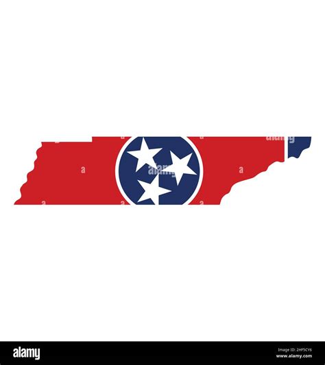 Tennessee Tn State Flag In Map Shape Silhouette Icon Vector Isolated On White Background Stock