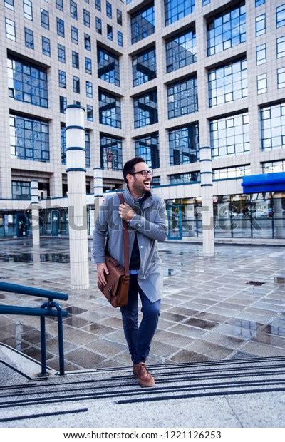 Image Businessman Leaving Office Building Stock Photo 1221126253