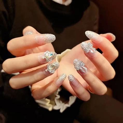 Faux Ongles De Luxe Brillants Avec Strass Pour Mar Grandado