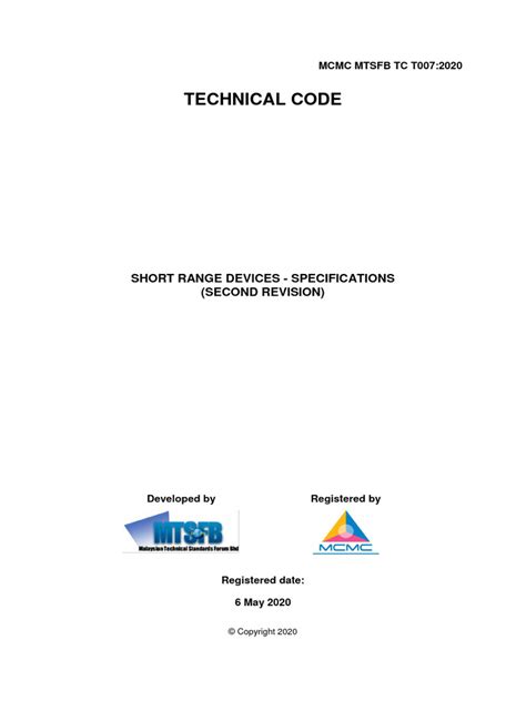 Short Range Devices Specification Pdf Antenna Radio Electronic Engineering