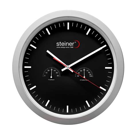 Reloj de pared analógico Steiner con higrómetro y termómetro color