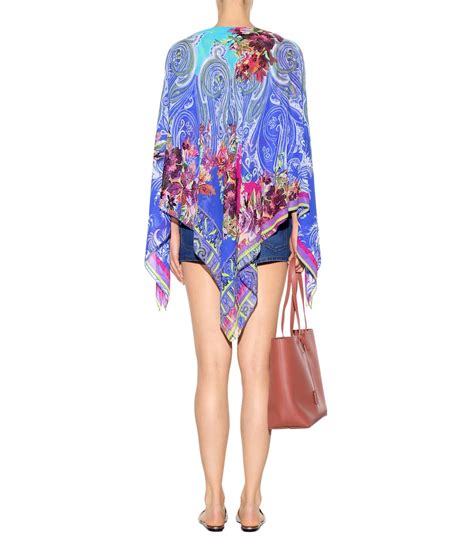 Etro Printed Silk Poncho Mytheresa