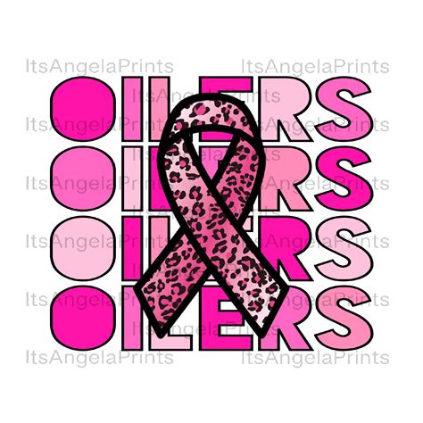 Oilers Stacked Breast Cancer Awareness Pink Leopard Ribbon Etsy