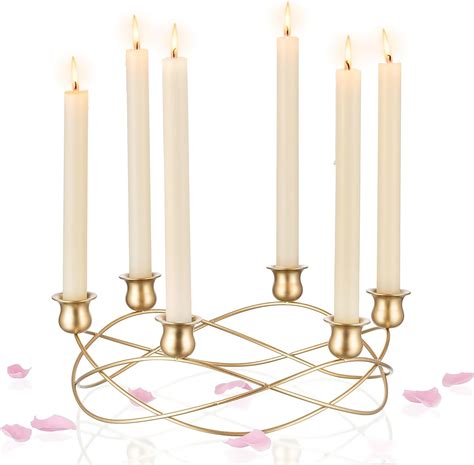 Nuptio Candle Holder 6 Candlestick Holder Iron Circular Candle Stick Candle Holders