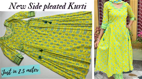 New Trendy Side Pleated Kurti Cutting And Stitching Kurti Design YouTube